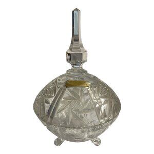 Vintage West Germany Lead Crystal Covered Dish with Lid – Handcut Heavy Crystal